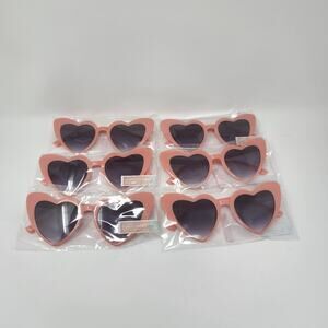 6 Pink Heart Sunglasses - Bachelorette Bride Bridesmaid